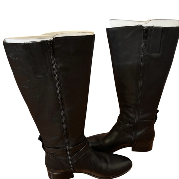 Naturalizer Wide Calf Black Leather Knee-High Boots - Picture 3 of 6